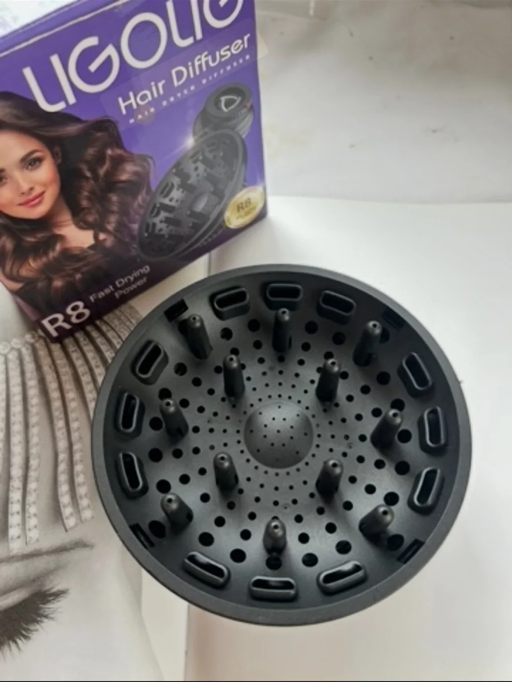 Black r8 fast drying Hair Diffuser Attachment - Universal Curly Hair Styling